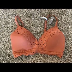 NWT Aerie Lacey Sienna Orange Wireless 34D Bra
